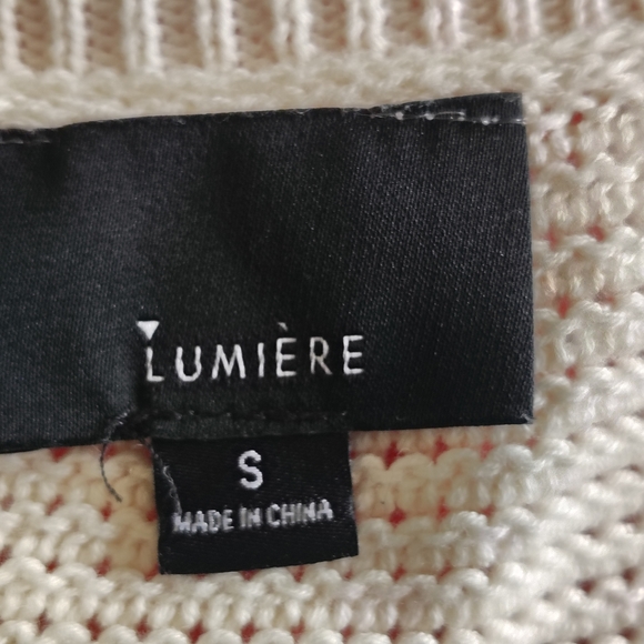 Lumiere Cream and Brown Striped Loose Knit Sweater - Picture 8 of 8